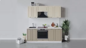 Кухонный гарнитур «Бьянка» длиной 200 см со шкафом НБ (Белый/Дуб ваниль/Дуб кофе)