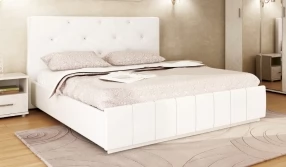 Кровать Лина с подъёмным механизмом Экокожа, 160х200 (Белая)