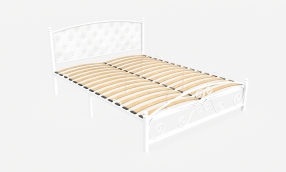 Кровать Бали Металл/Экокожа, 140х190 мм, Белый муар, Белый муар