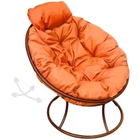 Кресло M-GROUP папасан пружинка мини без ротанга коричневое, оранжевая подушка
